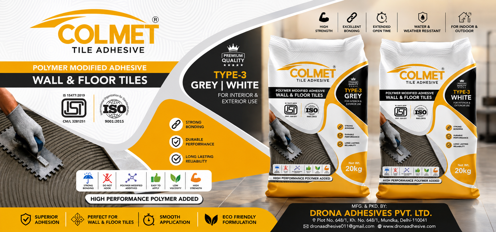 Colmet Tile Adhesive banner