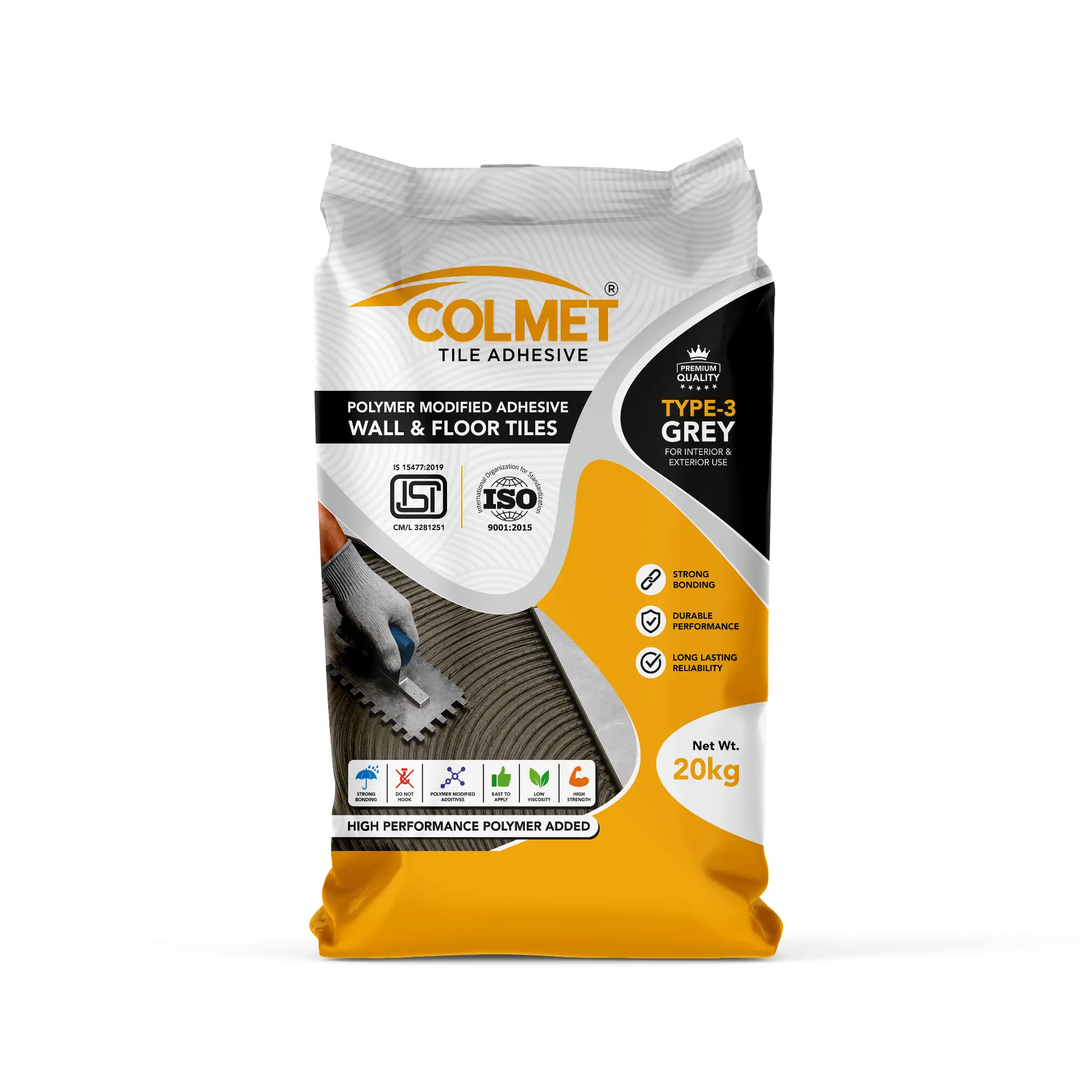 Colmet Tile Adhesive Type-3 Grey bag for interior and exterior use
